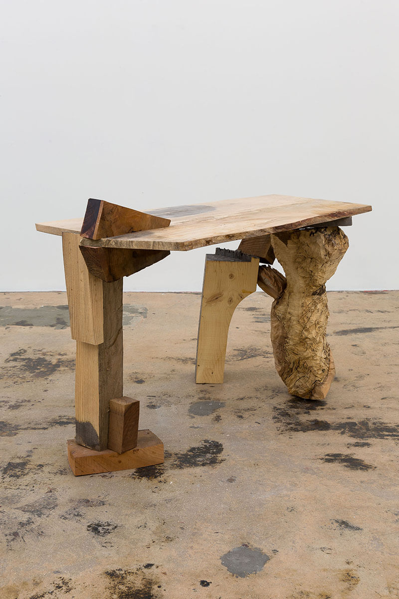 Wooden desk by Katie Stout for 'Narcissus' exhibition at Nina Johnson gallery, Miami 2017