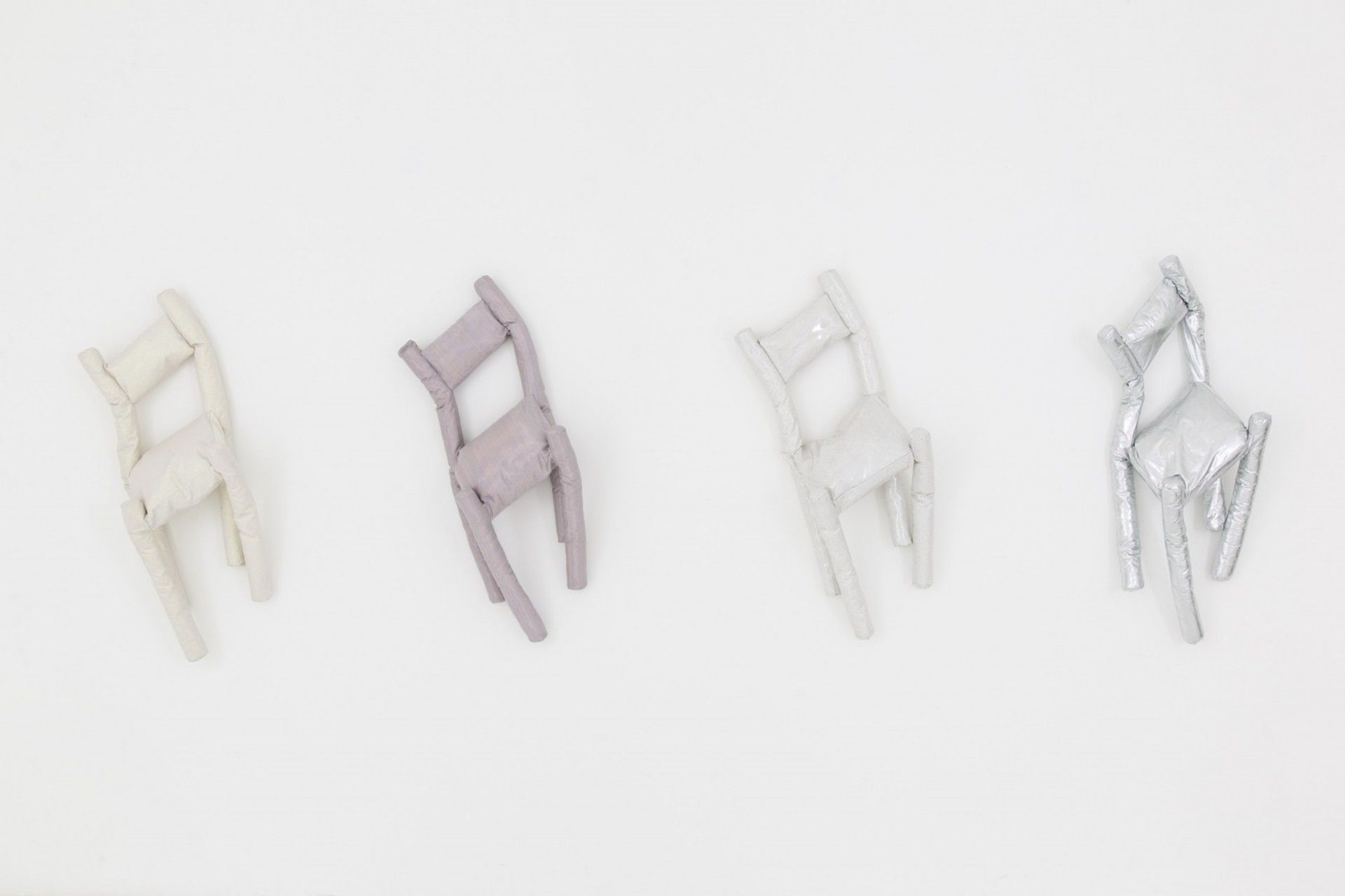 Three Katie Stout chair sculptures installed at Gallery Diet, Miami 2015.