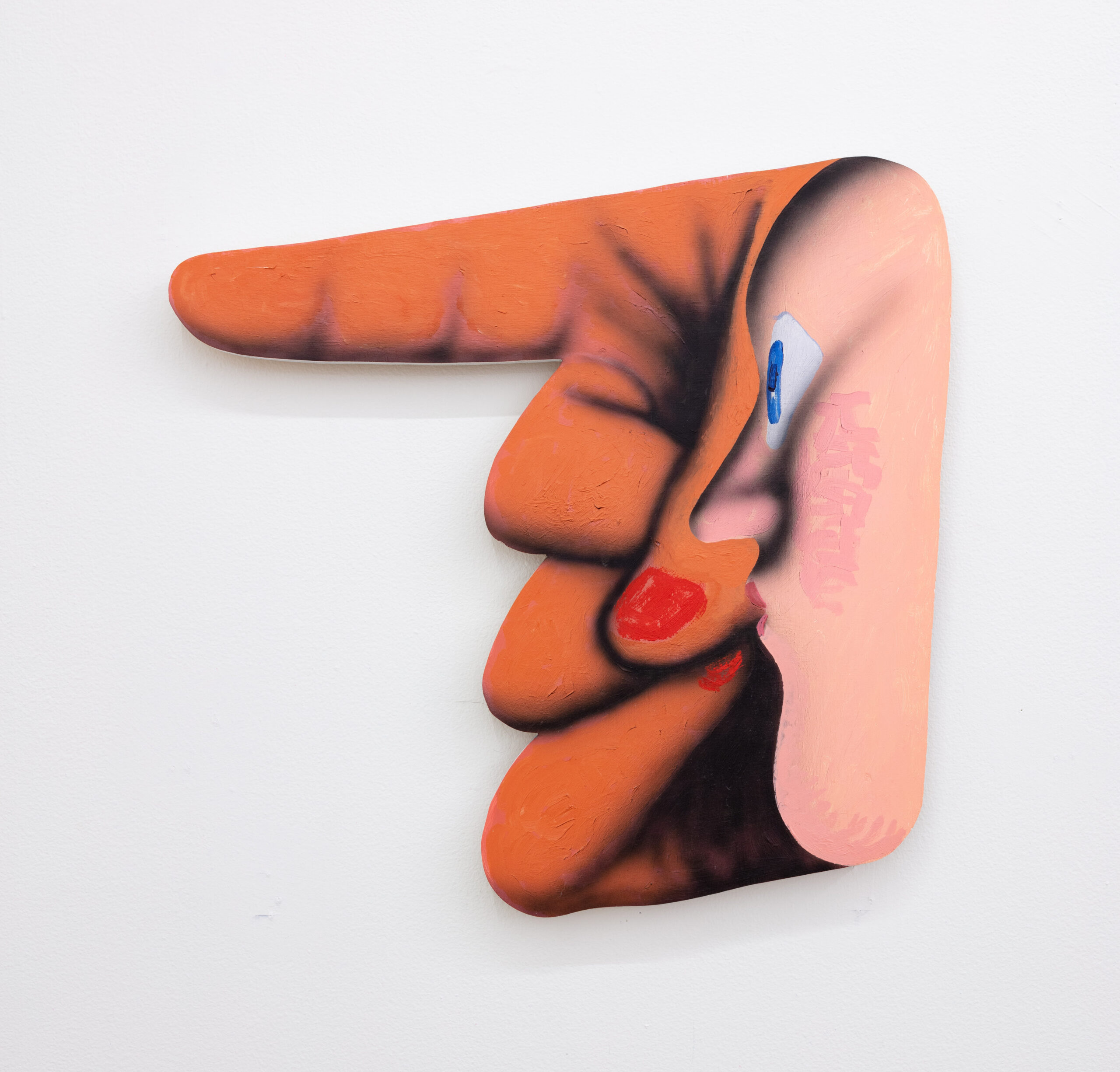 James English Leary, Pointer (1), 2020, acrylic on shaped panel, 23 x 24.5 in.